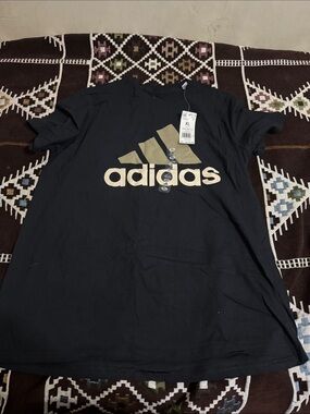 adidas Black T-Shirt with Gold Logo